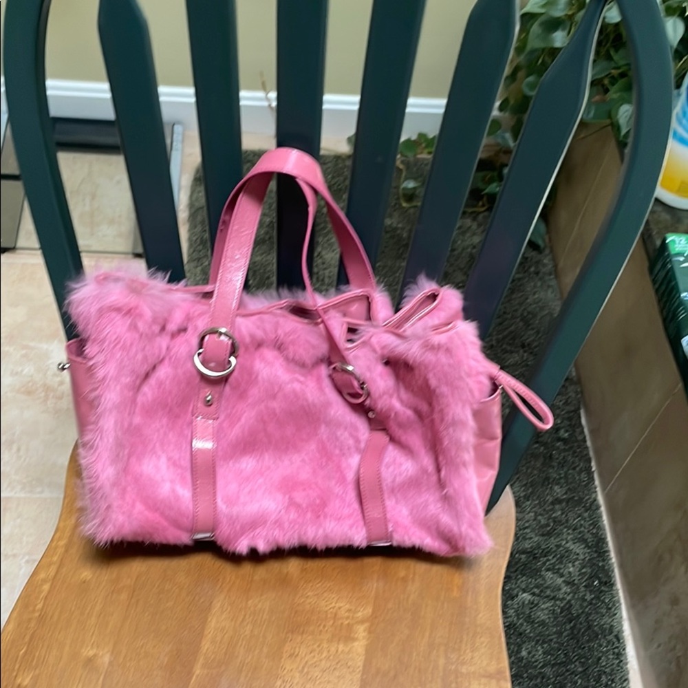 Kenneth Cole Pink Shoulder Bag with Furry Texture